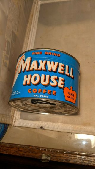 Vintage Maxwell House | Coffee Can | Fine Grind 1 Pound Tin Key Wind
