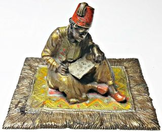 Franz Bergman Austria Vienna Cold Painted Bronze Orientalism Arab Boy Writing