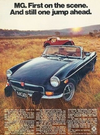 1974 Mg Mgb B 1947 Mg - Tc Advertisement Print Art Car Ad J818