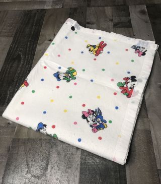 Dundee Disney Babies Crib Blanket Acrylic Polyester Satin Trim Mickey Pluto Vtg