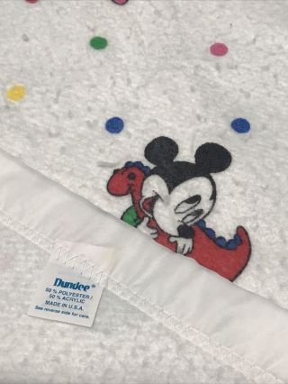 Dundee Disney Babies Crib Blanket Acrylic Polyester Satin Trim Mickey Pluto Vtg 2