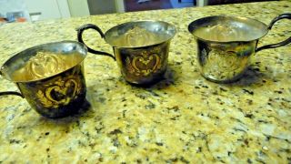 Vintage 3 Webster Wilcox International Silver Co.  Silverplated Teacups Rare Cups