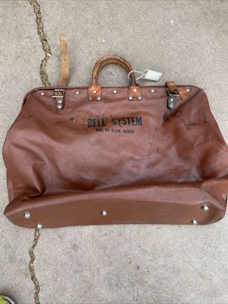 Vintage Rare 60s Bell System Klein Buhrke Telephone Tool Leather Bag