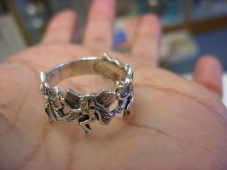 Vintage Sterling Silver Winged Fairy Ring Size 8 1059