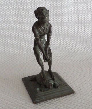 Great Late 19th Century Bronze Bust Of A Monkey Riding A Turtle By G.  Carnari