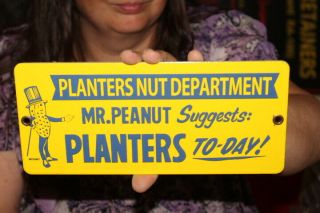 Mr.  Peanut Planters Nut Department Candy Store Gas Oil Porcelain Metal Sign