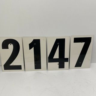 Vintage Gas Station Metal Number Sign Double Sided 2 - 1 - 4 - 7.  5.  5” X 9”