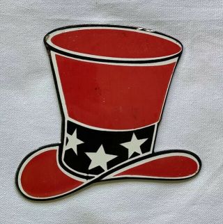 Vintage Red Hat Gasoline Porcelain Sign Car Gas Oil Truck Automobile