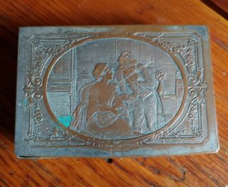 Vintage French B.  Wicker Engraved Silver Plated Copper Jewelry Box 1800 To 1900