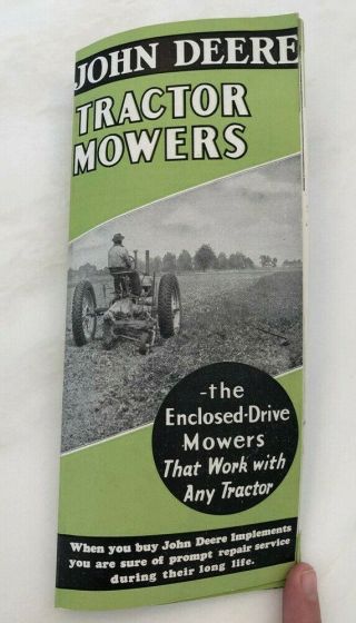 1938 John Deere Farm Tractor Mowers Vintage Advertising Brochure