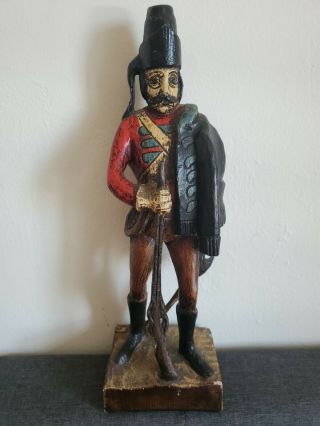 Vintage Wooden Statue 17 " Tall.  Hand Carved Soldier Wood Painted.