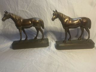 Good Merit USA Armor Bronze Horse Bookends Beautifully Made 2