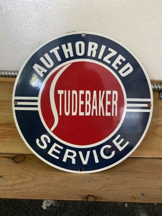 Vintage Studebaker Authorized Service Metal Porcelain Sign 11 3/4”