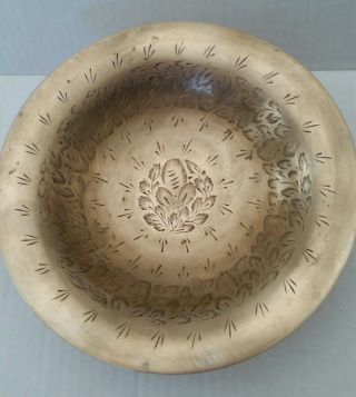 Vintage India Solid Brass Footed Bowl Pedestal Dish Engraved Floral 8 " Dia.