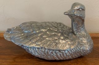 1978 Metal Arthur Court Covered Duck Soup Tureen Serving Dish Duckling