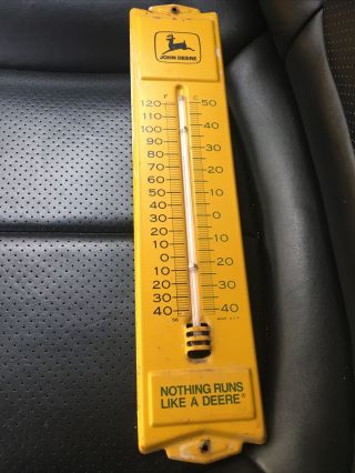Vintage Collectible Farm John Deere Yellow Thermometer