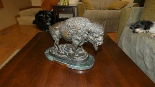 Carl Kauba Bronze Buffalo On Marble Base - Signed