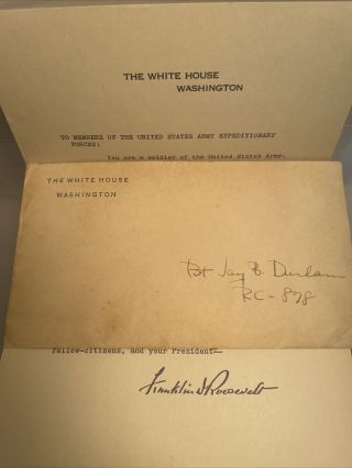 President Franklin D Roosevelt WW2 patriotic letter to US Army Forces 2