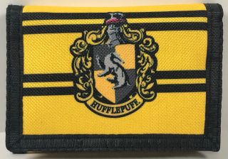 Hufflepuff Trifold Hook And Loop Wallet Harry Potter Collectable Yellow & Black