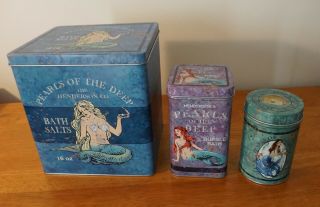 3 Bathroom Bubble Bath Salts Beads Storage Canister Mermaid Nautical Beach Decor