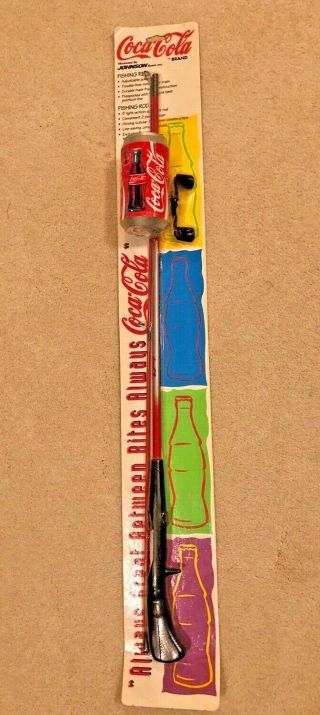 Rare Coca - Cola Fishing Pole Rod And Coke Can Reel Johnson In Package 1995