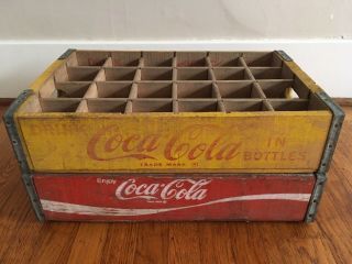 Vintage Drink Coca Cola Matching Wood Case Crate Set Wooden Box 50s 60s Rare