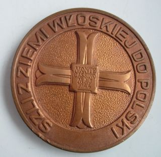 Polish Poland Wwii Monte Cassino Battle Italy Commemorative Table Medal 2