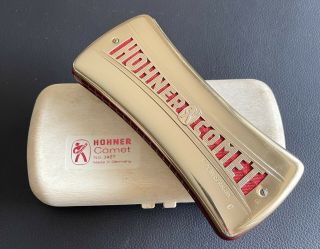 Vintage Hohner Comet 3427 Double Sided Harmonica Made In Germany,  Case