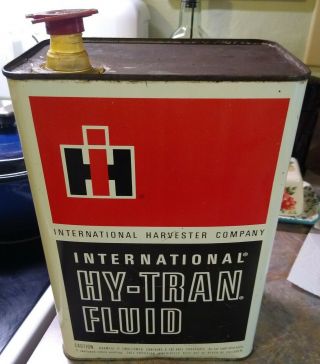 Rare Vintage International Harvester " Hy - Tran " Fluid Gallon Can.  L@@k