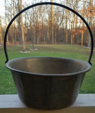 Vintage Antique Hand Forged Copper Or Brass Bucket Pail Ash Primitive