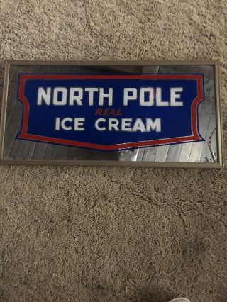 Vintage Collectable Mirrored North Pole Ice Cream Sign
