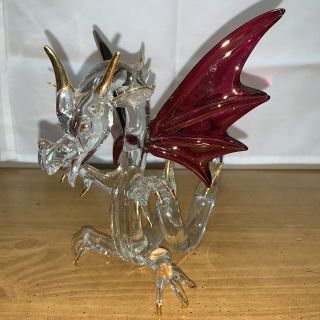 Large Glass Blown Dragon Figurine.  8.  25 " X 6.  25 "