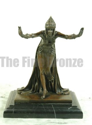 Signed Cl.  J.  R.  Colinet Bronze Statue Art Deco The Assyrian Dancer Sculpture
