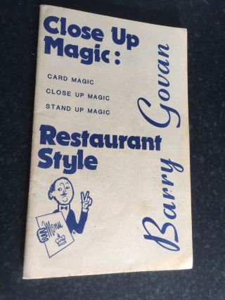 (x) Rare Vintage Magic Trick Book Closeup Magic Restaurant Style By Barry Gouan