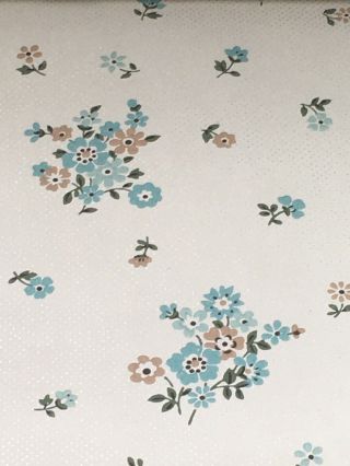Vintage Wallpaper 3 Rolls Delicate Bluette Floral Bathroom Kitchen Bedroom