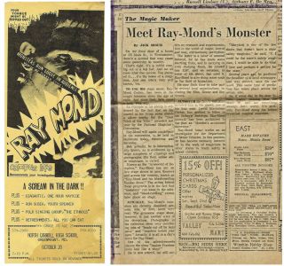 Ray Mond Corbin Spook Show Flyer - Greenmont Md - Newspaper Article - Sept 1967 - Af