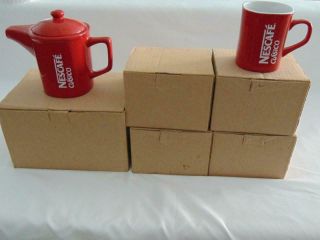 Nestle Nescafe Clasico Set Of 4 Square Mugs & 1 Small Coffee Pot - In Boxes