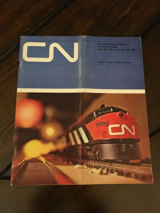 1961 Cn Canadian National Railways System Timetable,  April 30 - October 28th