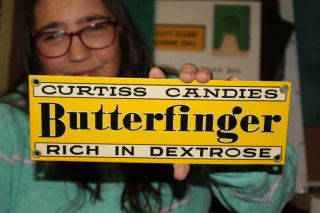 Butterfinger Candy Bar Curtiss Candies Gas Oil Porcelain Metal Sign