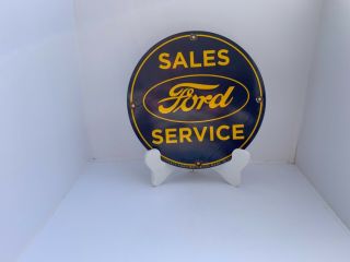 Vintage Porcelain Ford Motor Company And Service Gas And Oil Sign