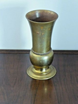 Vintage Heavy Brass Vase 20cm Tall 10cm Diameter.  1kg