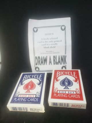 " Draw A Blank " Magic Card Trick With Bicycle Red And Blue Decks And Instructions