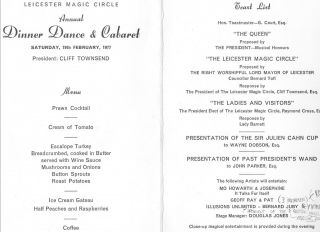 Magic Programme LEICESTER MAGIC CIRCLE 1977 - Annual Dinner Dance and Cabaret 2