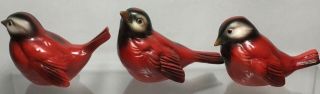Vintage Goebel W.  Germany Red Cardinal Bird Porcelain Figurines Set Of 3
