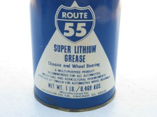 Vintage Route 55 Sovereign Oil Co 1 Pound Grease Can 3/4 Full Display 2