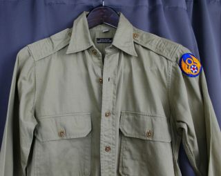 WW2 ERA Khaki Officer Uniform Shirt 8th Army Air Force Small 2