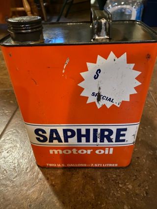 Vintage Gulf Saphire Supreme 2 Gallon Motor Oil Can With Cap Color