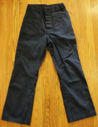 Rare Ww2 Us Navy Usn Blue Denim Pants Dungaree Trousers Wwii 29x29 Vintage
