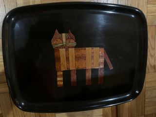 Vintage Couroc Tray Rare Vintage Mid Century Modern 1960’s Cat Mcm Wood Inlay
