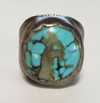 Vintage Southwest Sterling Silver And Turquoise Handcrafted Men 